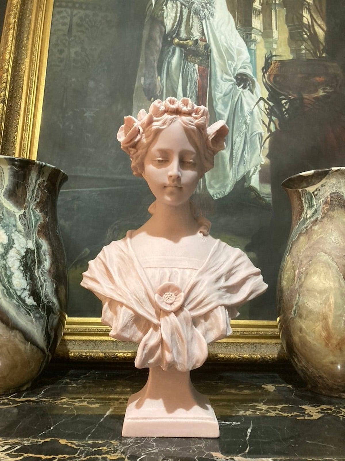 Annabel Bust Sculpture in Pink Marble, 20th Century 7