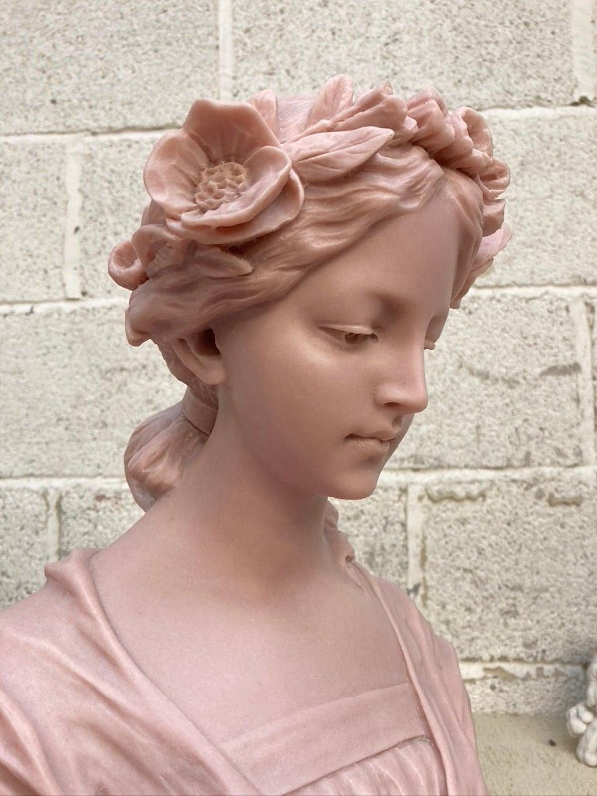 Annabel Bust Sculpture in Pink Marble, 20th Century In Excellent Condition In Southall, GB
