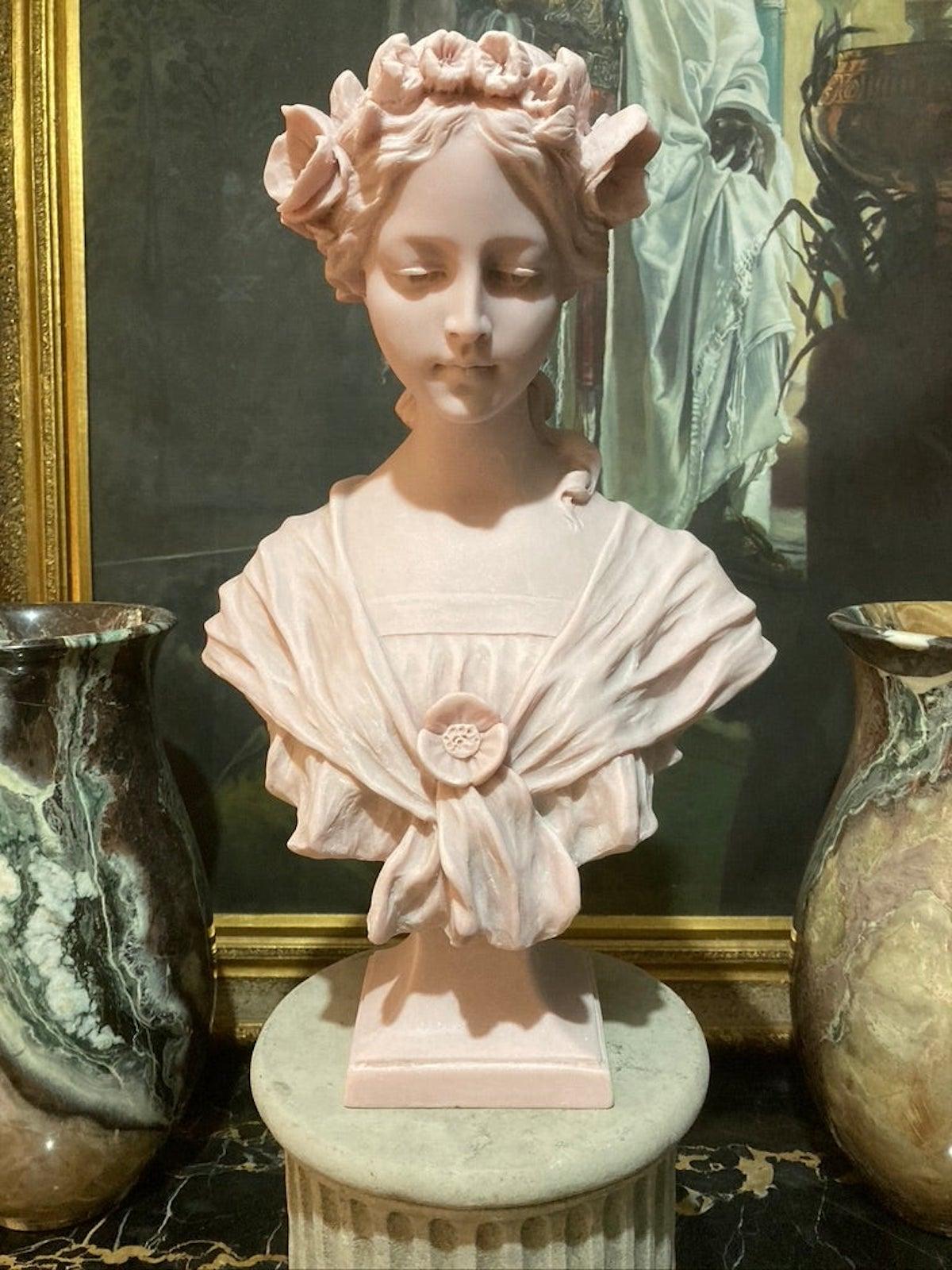 Annabel Bust Sculpture in Pink Marble, 20th Century 2