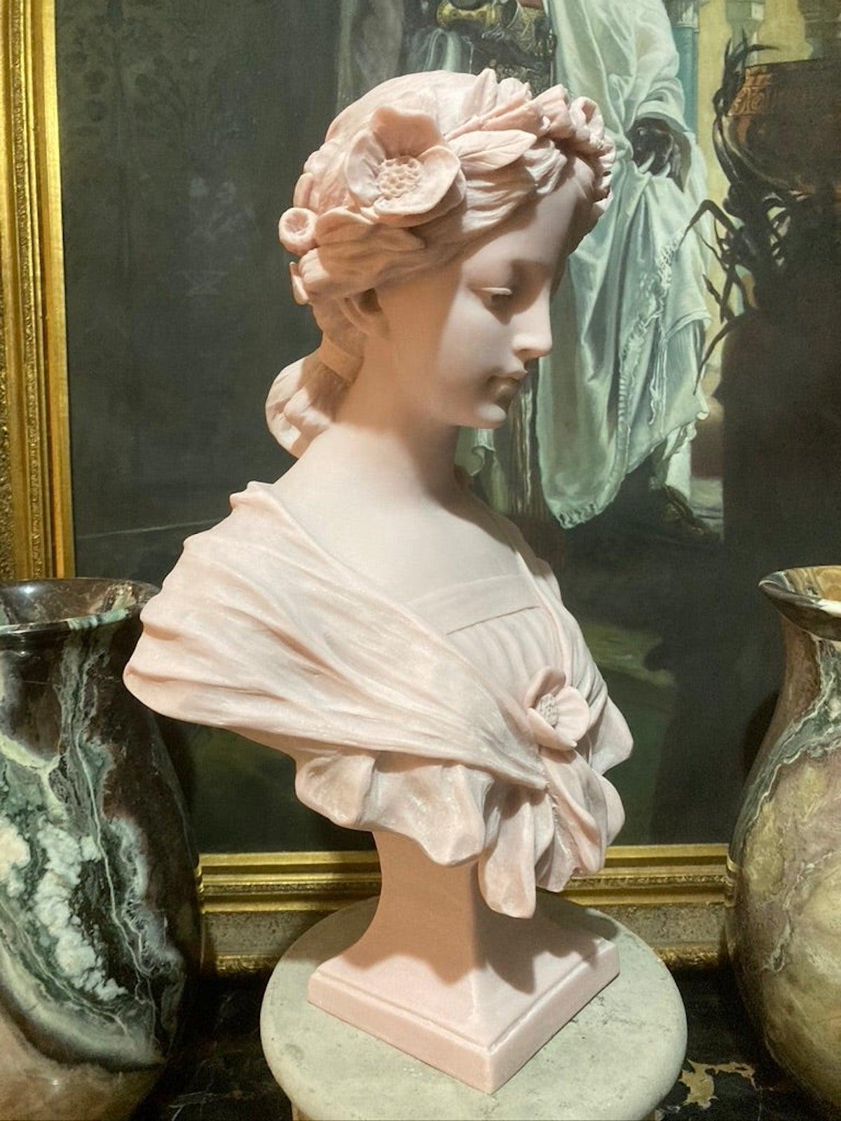 Annabel Bust Sculpture in Pink Marble, 20th Century 4