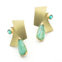 Annabel Eley 18 Karat Gold Earrings with Paraiba Tourmalines and Peruvian Opals