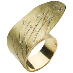Annabel Eley 18 Karat Yellow Gold Platinum Diamond Cocktail Ring
