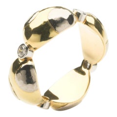 Retro Annabel Eley Diamond Set 18K Yellow and White Gold Band Ring