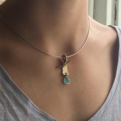 Annabel Eley Platinum Yellow Gold 2.24 Carat Paraiba Tourmaline Cabochon Pendant