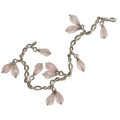 Annabel Eley White Gold Rose Quartz Twisted Link Bracelet Annabel Eley White Gold Rose Quartz Twisted Link Bracelet