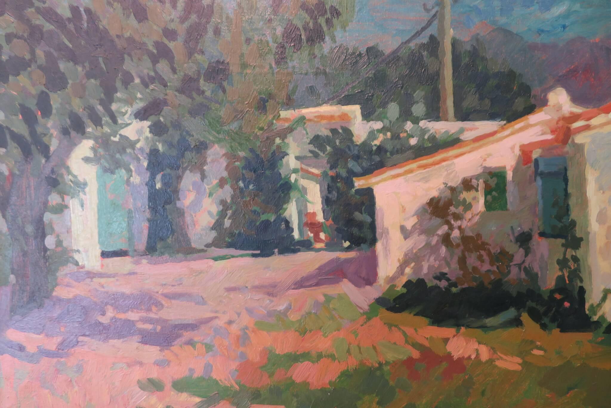 peinture à l'huile impressionniste colorée espagnole / française originale - Marron Landscape Painting par Annabel Gosling