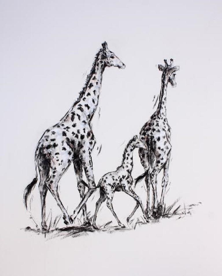 Annabel Pope.

Acacia Plains is a beautiful Limited Edition Print featuring a family of giraffes on an African Plain. This print has a white background and is sold mounted but unframed. The artist, Annabel Pope, has hand signed the work in the