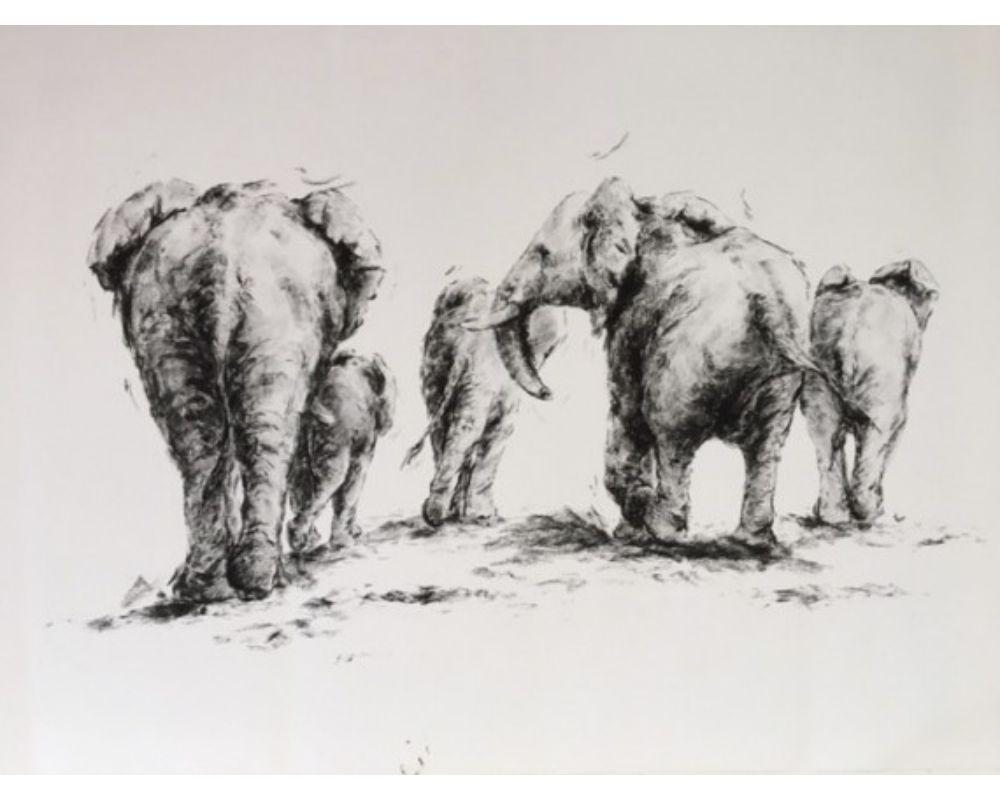 Annabel pope Animal Print - Elephant Brigade Print by Annabel Pope