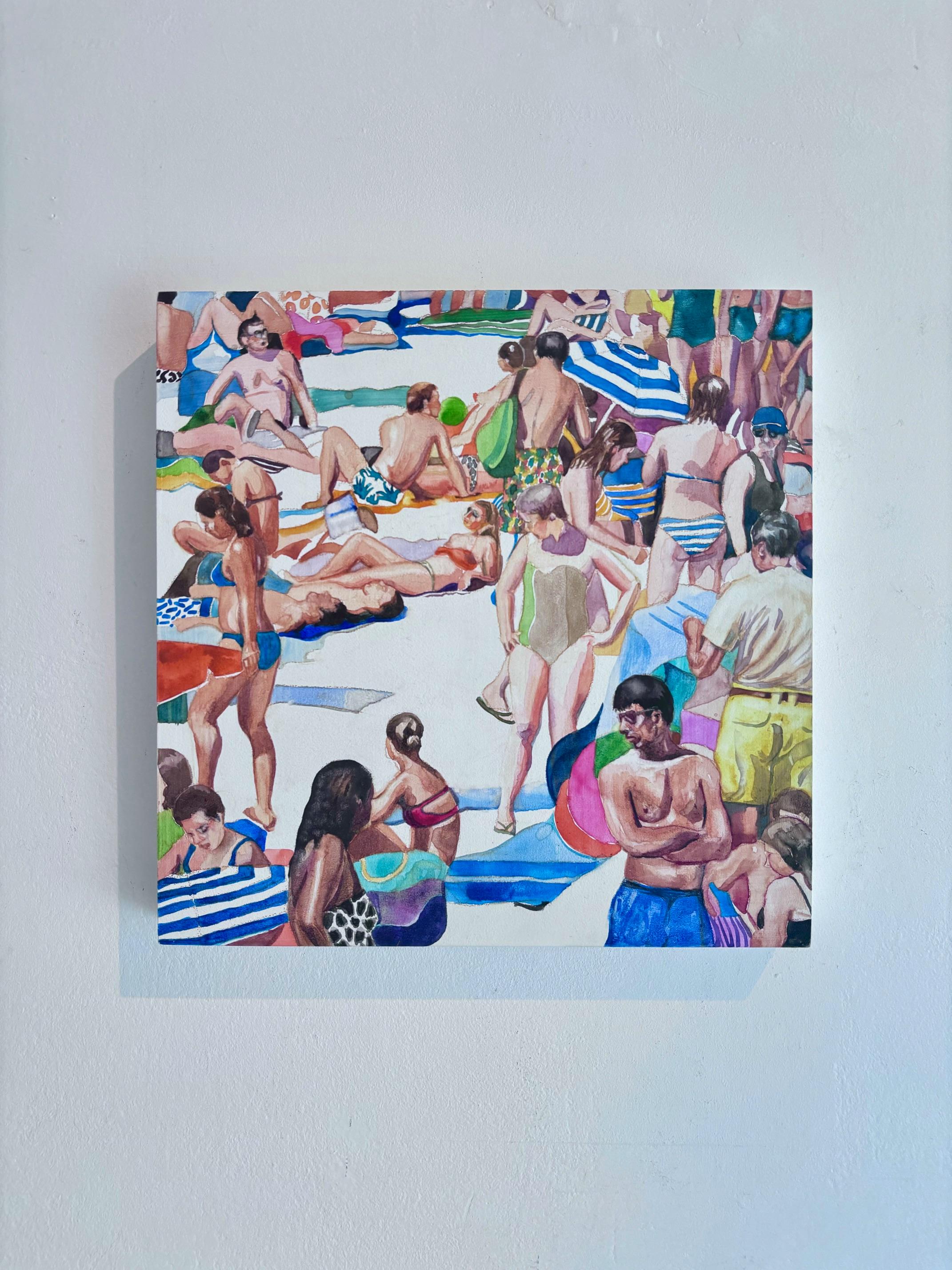 Bliss Beach - original figuratives Gemälde - zeitgenössisches Aquarell Kunstwerk – Painting von Annabelle Shelton