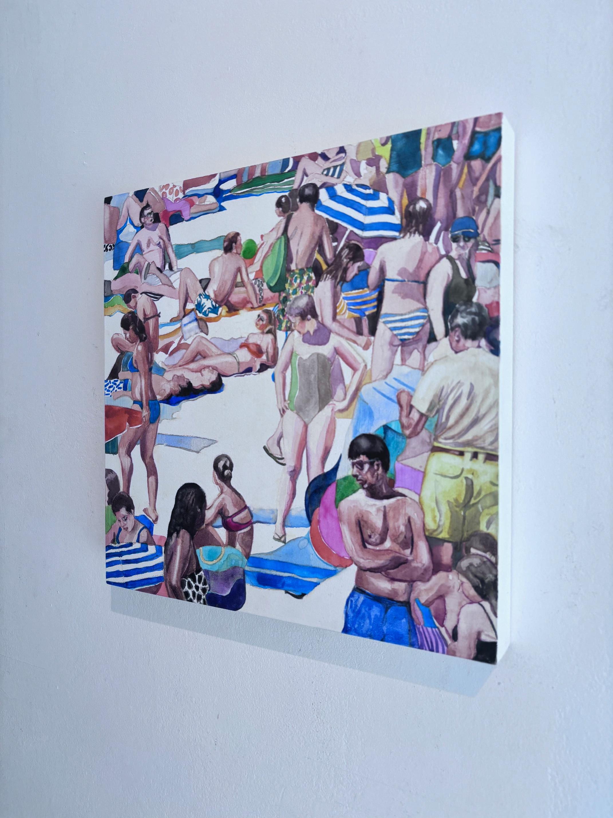 Bliss Beach - peinture figurative originale - œuvre d'art contemporain à l'aquarelle - Impressionnisme abstrait Painting par Annabelle Shelton