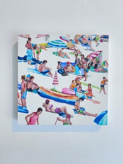 Gommone Spiaggia -pittura figurativa originale-acquerello contemporaneo