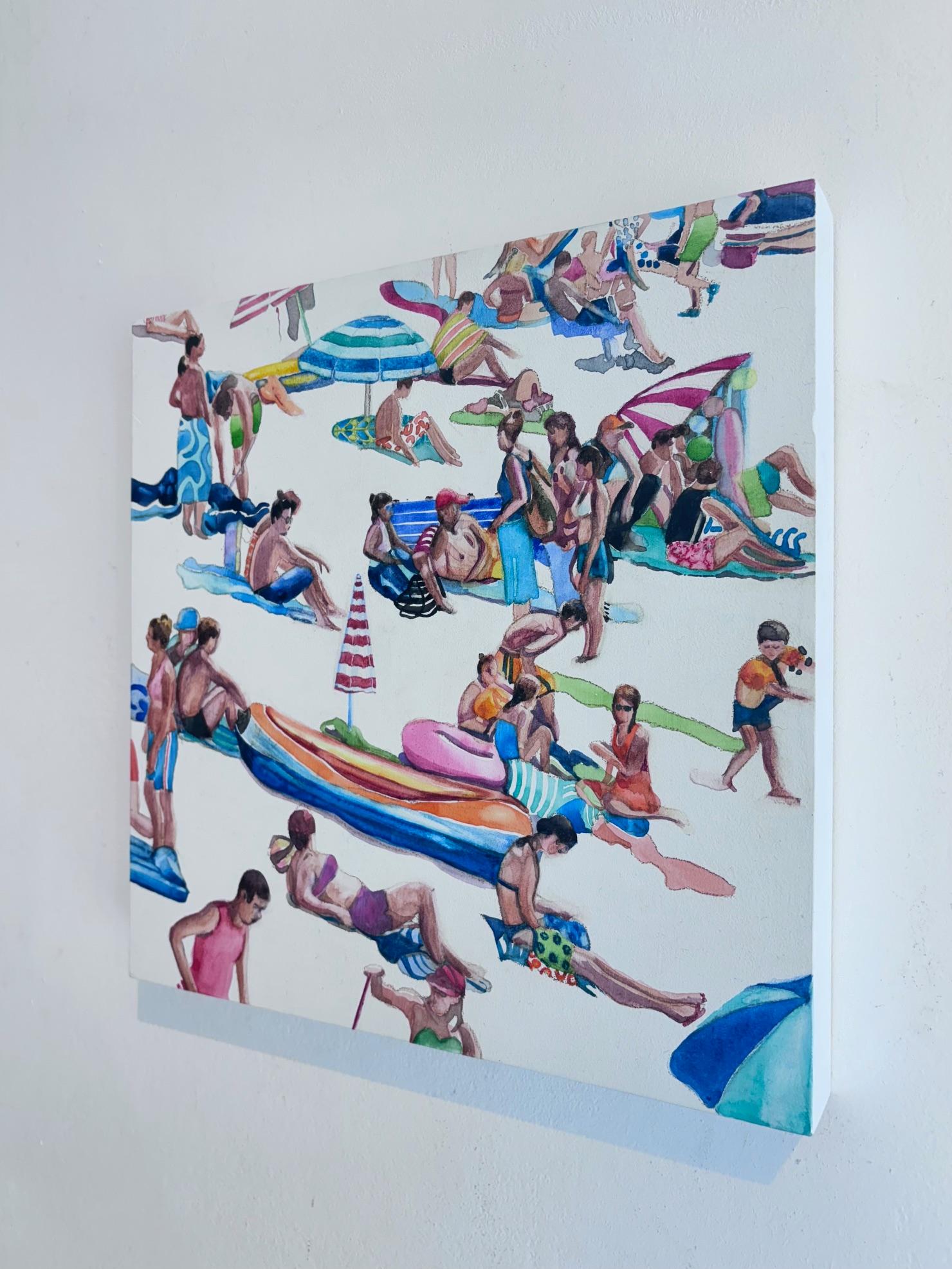 Bateau gonflable Plage - peinture figurative originale- aquarelle contemporaine - Impressionnisme abstrait Painting par Annabelle Shelton