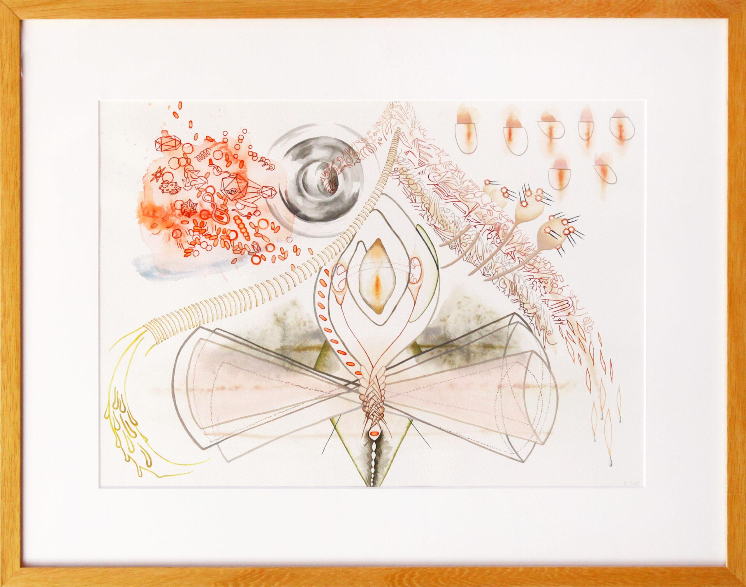 Annalise Neil Abstract Drawing - A Surreal Watercolor on Arches Aquarelle Paper, "Lynn's Coil"