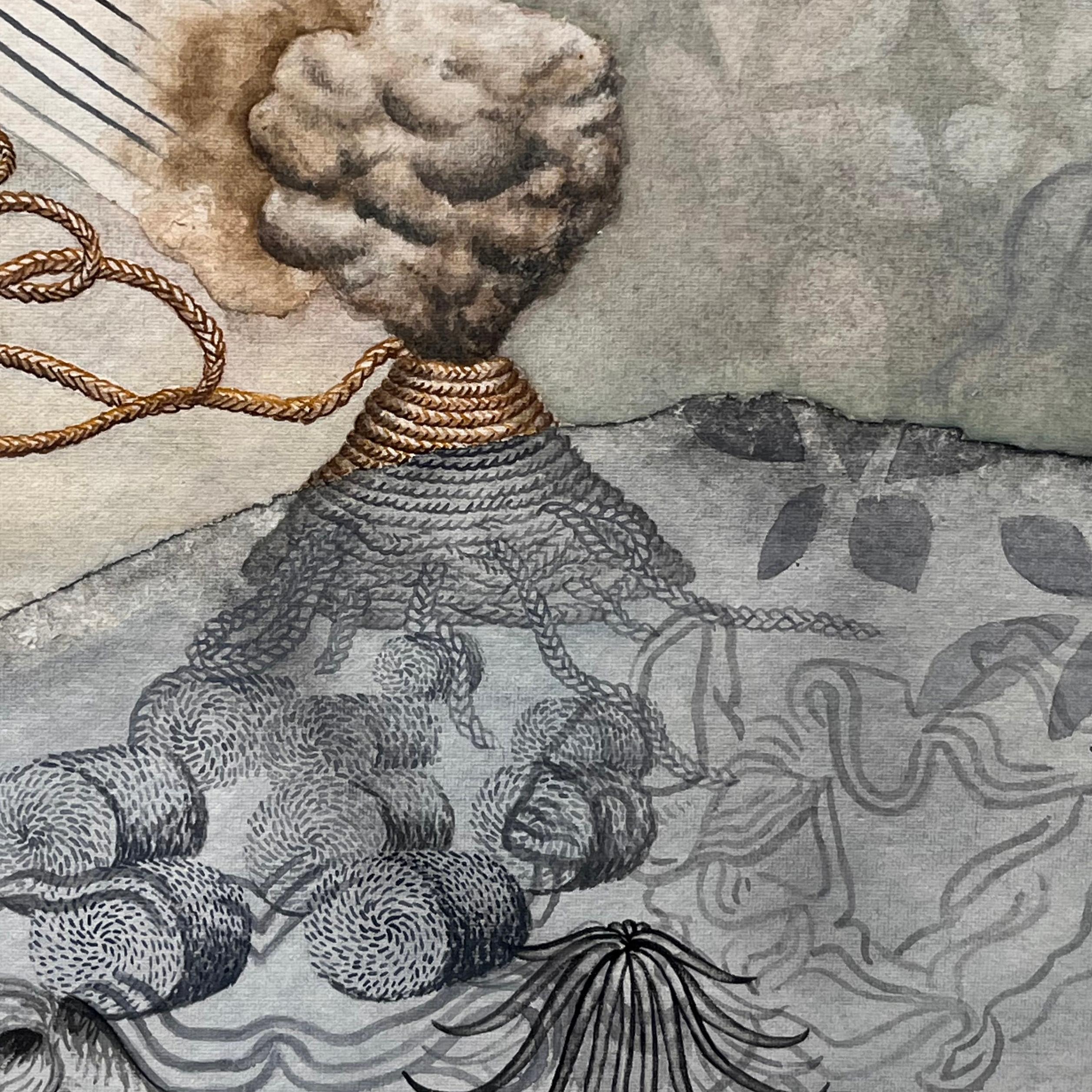 A Surreal Watercolor Painting on Indian Rag Paper, 