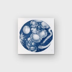 Aquarelle surréaliste et cyanotype sur papier Fabriano Artistico, « Jack-o-lantern »