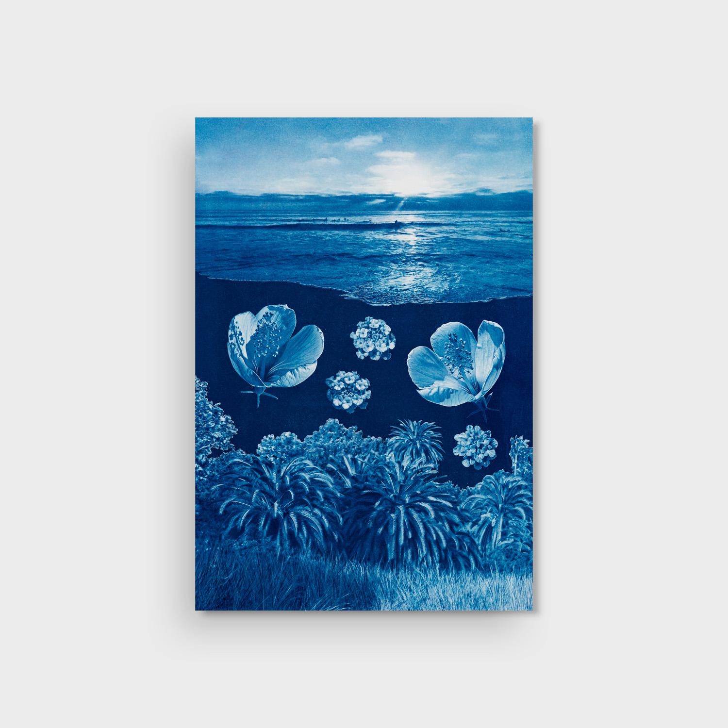 Annalise Neil Abstract Photograph - A Surreal Watercolor Cyanotype, "Saltwater Gradient, var 1"