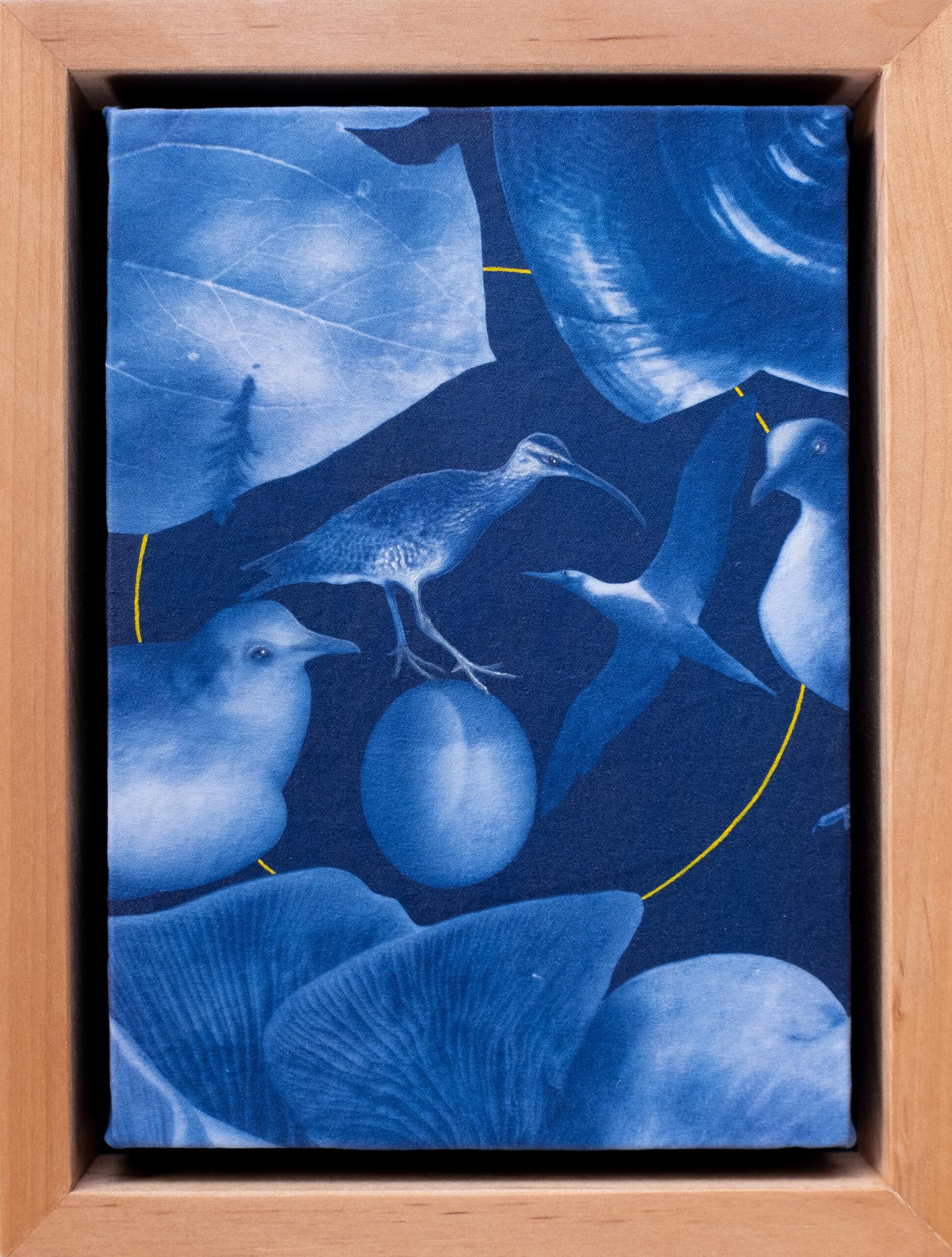 Annalise Neil Abstract Photograph - Watercolor Acrylic and Cyanotype, "The Moon Reflects the Light of the Sun"