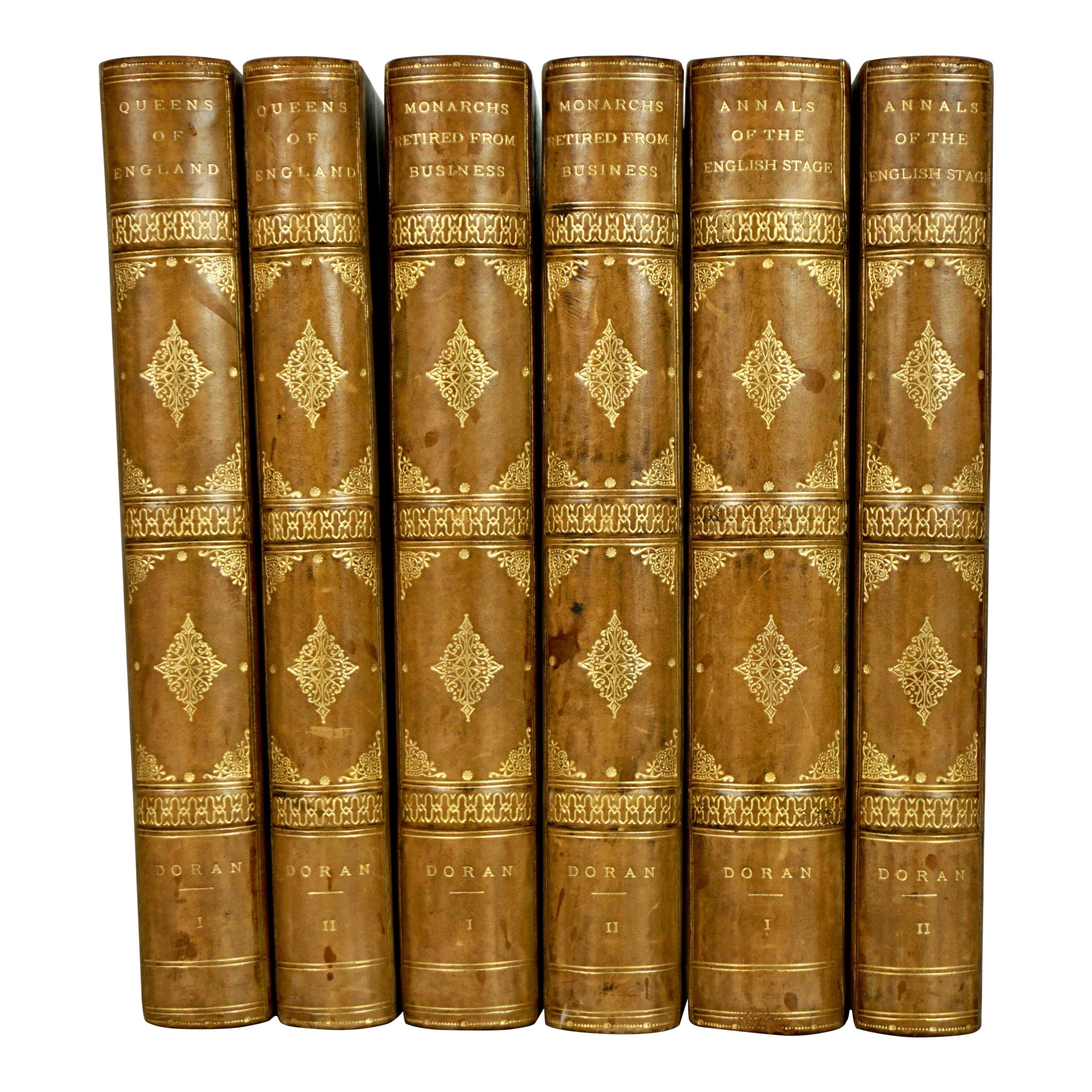 Annals of Stage, English Queens, Retired Monarchs 6 Leatherbound Volumes