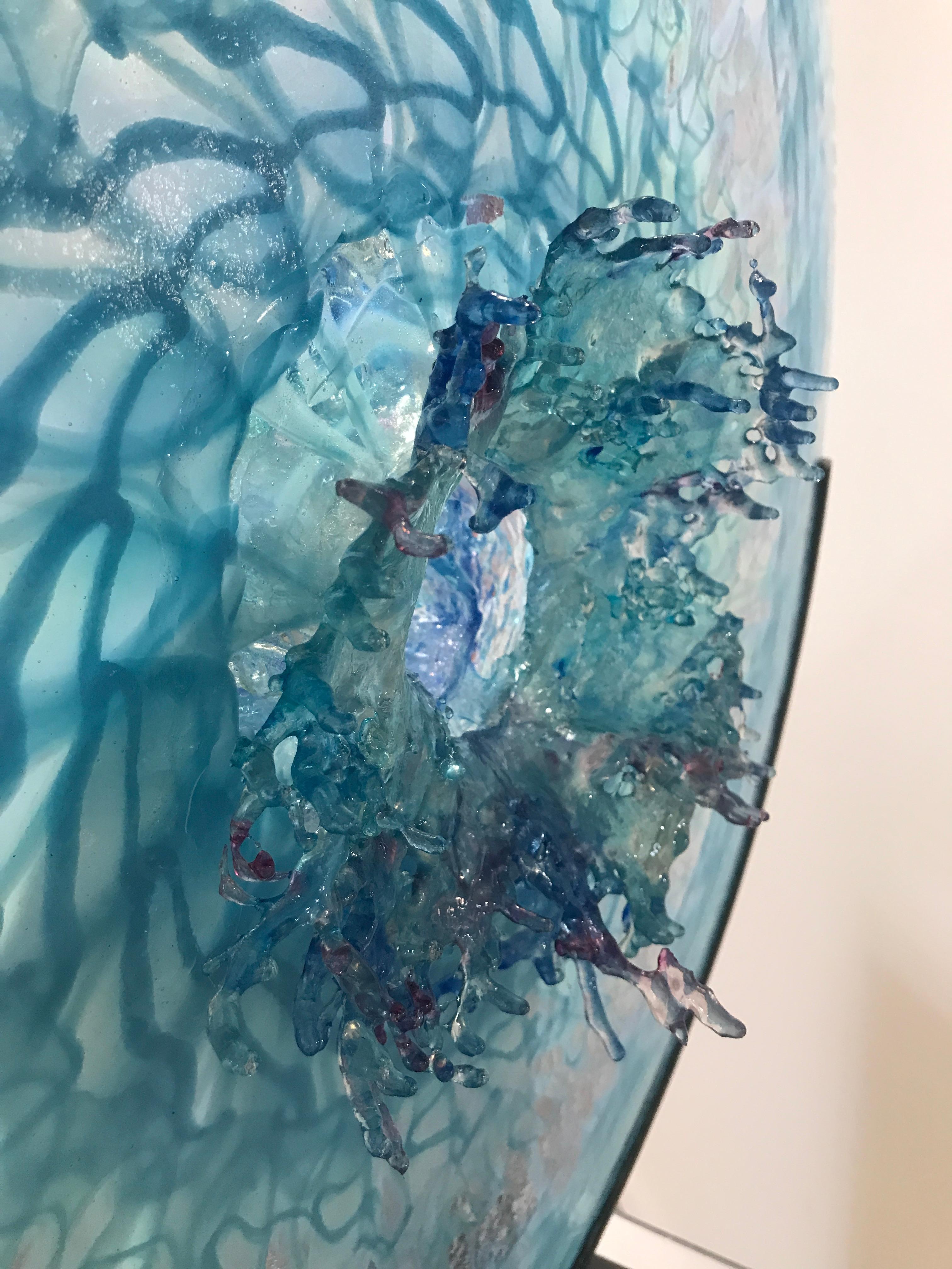 Vase turquoise, sculpture en verre de Murano unique en son genre, Annalu en vente 4
