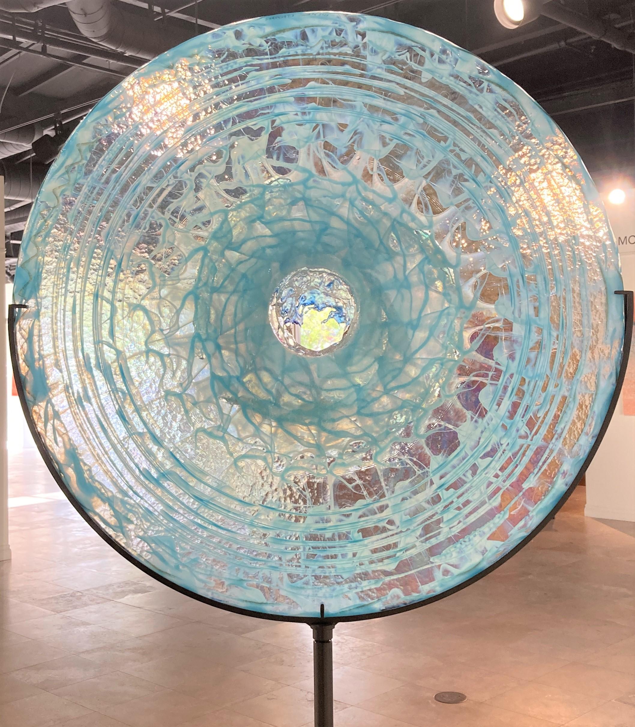 Resin, Murano crystal with matte turquoise inlay, nacre, ink, iron. 
Einzigartig. 

Italian artist Annaluigia Boretto's dreamy sculptures enchant onlookers by her incorporation of hyper-realistic splashes of water and rich brilliant colors. Her