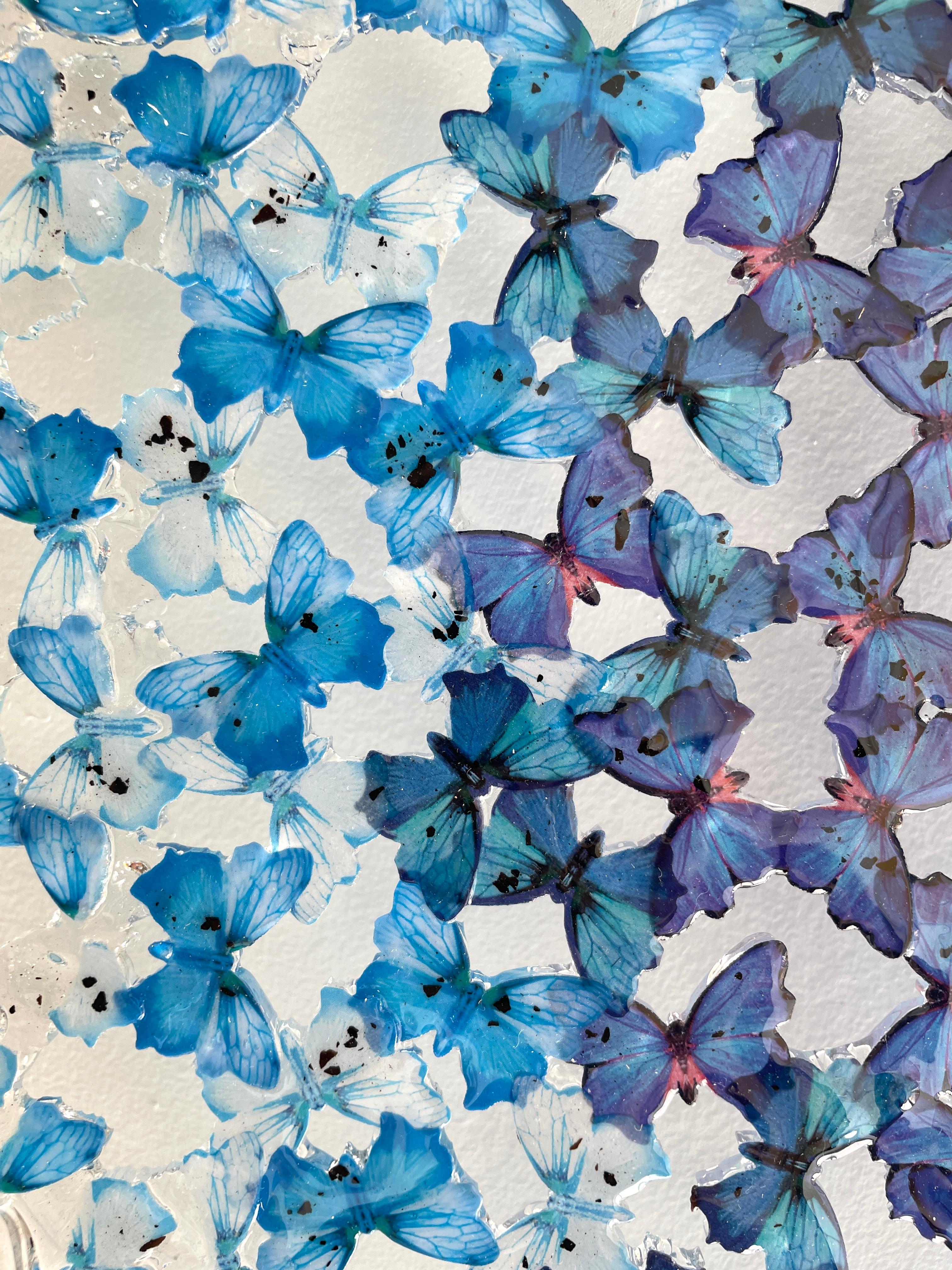 Dreamcatcher, Blue Butterflies Murrina - One-of-a-kind - Watch the video - Contemporary Mixed Media Art by Annalù