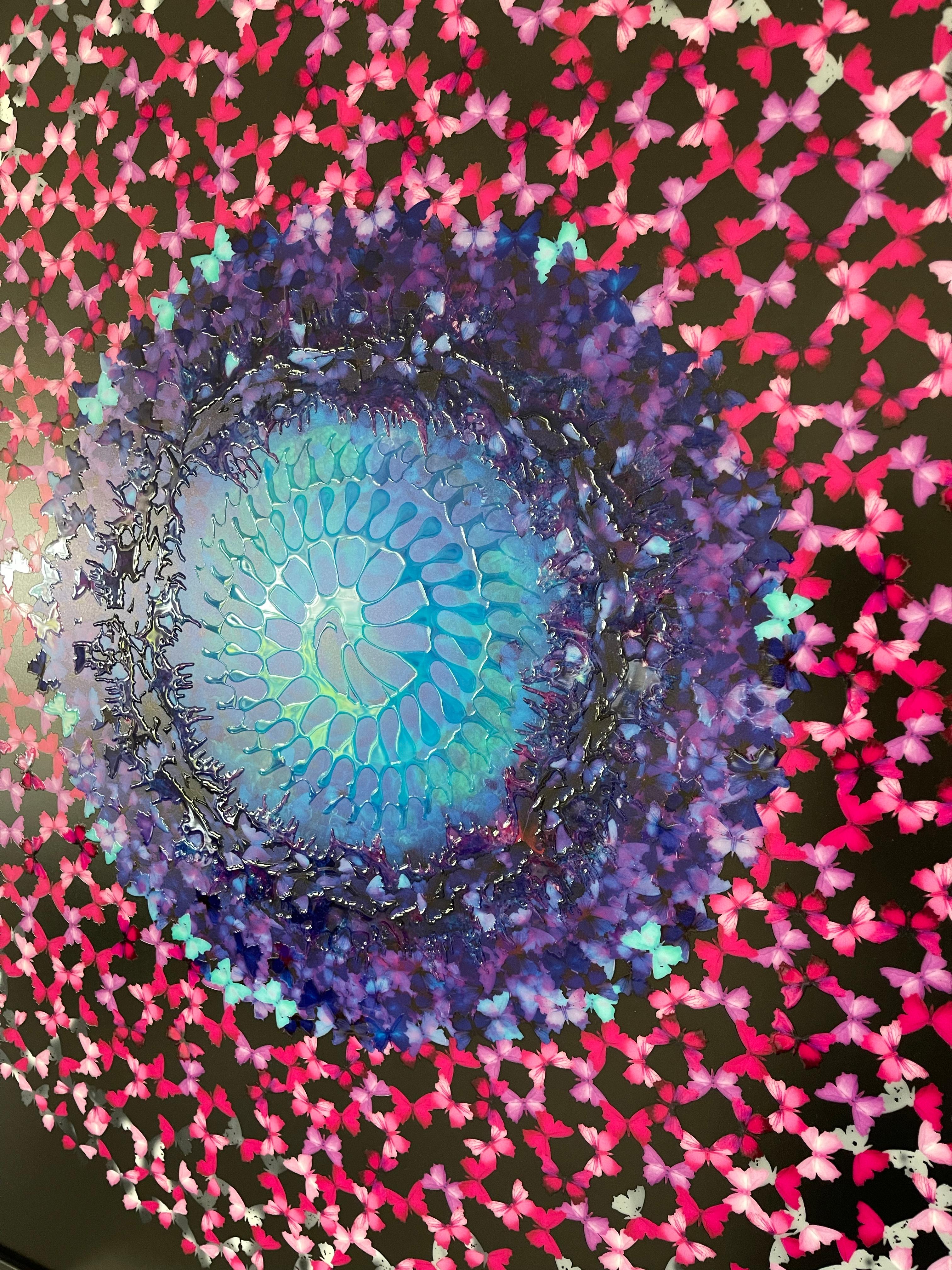  Dreamcatcher Light Print Pink Blue V2 - Sculpture by Annalù