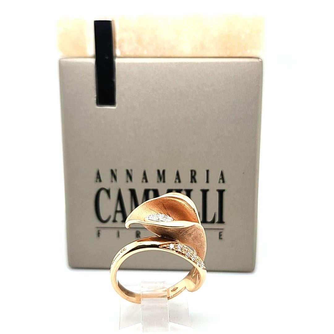  Annamaria Cammilli Bague « Calla » en or rose 18 carats et diamants en vente 5