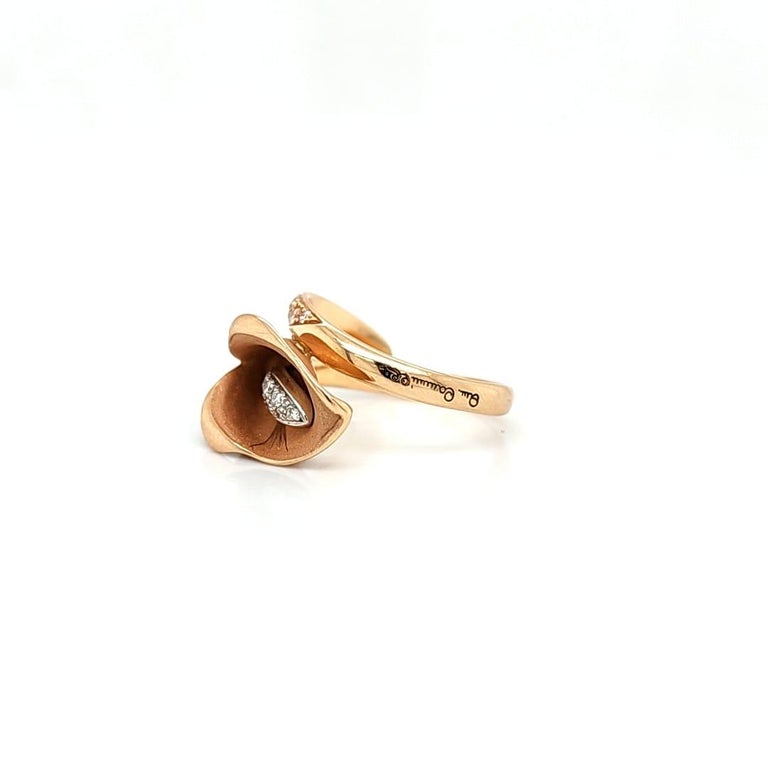 Collier Annamaria Cammilli En Or Rose Champagne 750 Avec Diamants - 0,12 Ct, Modèle Goccia, NEUF Sous Emballage !