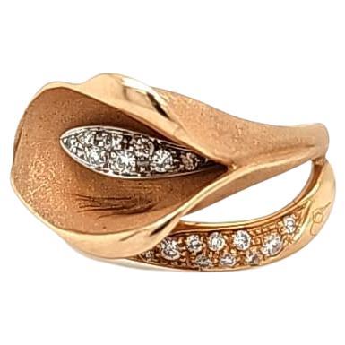  Annamaria Cammilli "Calla" Diamond Ring in 18k Rose Gold For Sale