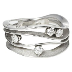 Annamaria Cammilli Dune Diamond 18k White Gold Ring Size 54