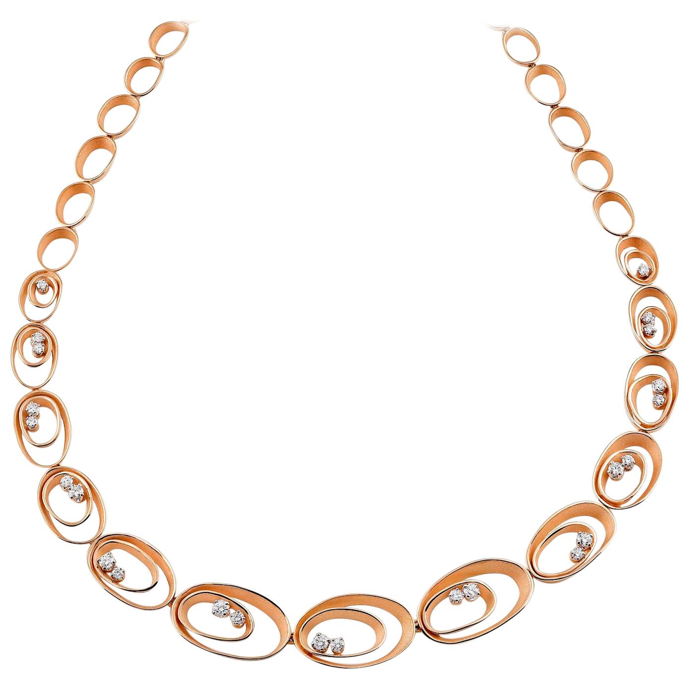 Annamaria Cammilli "Dune" Link Necklace with Diamonds in 18 Karat Orange Gold