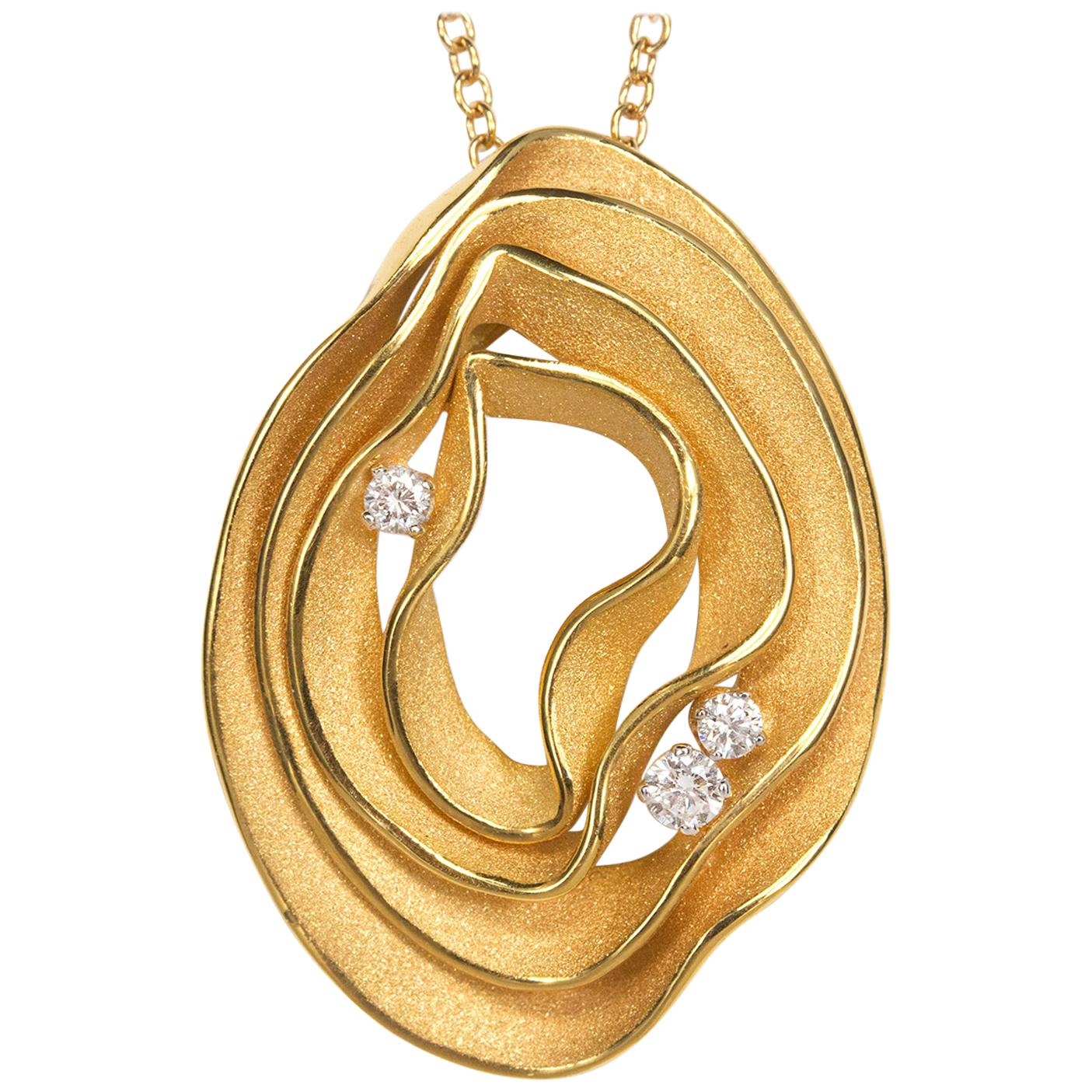 Annamaria Cammilli "Dune" Pendant Necklace with Diamonds in 18 Karat Orange Gold For Sale