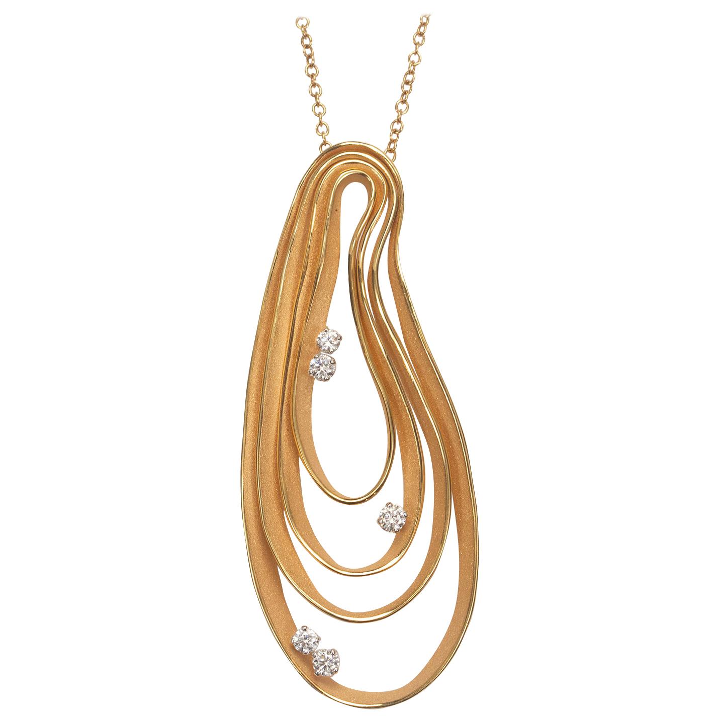 Annamaria Cammilli, collier pendentif "Dune" en or orange 18 carats et diamants en vente