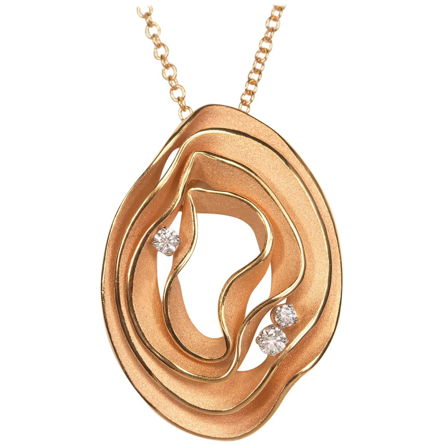 Annamaria Cammilli "Dune" Pendant Necklace with Diamonds in 18 Karat Pink Gold