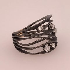 Annamaria Cammilli "Dune" Ring with Five Diamonds in 18 Karat Black Lava Gold