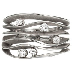 Annamaria Cammilli "Dune" Ring with Five Diamonds in 18 Karat White Ice Gold