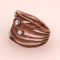 Annamaria Cammilli "Dune" Ring with Five Diamonds in 18K Brown Chocolate Gold