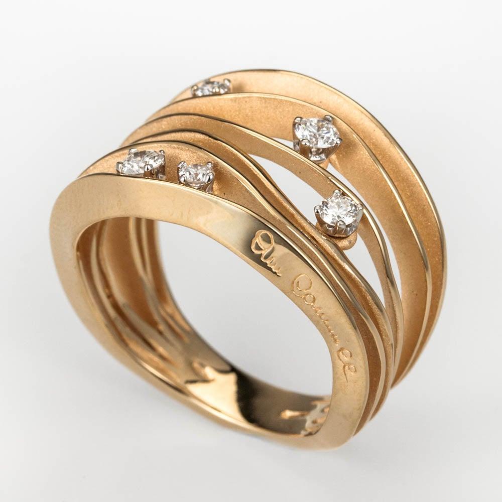 En vente :  Annamaria Cammilli Bague Une avec cinq diamants en or orange abricot 18 carats 4