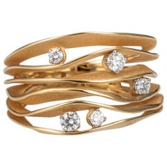Annamaria Cammilli "Dune" Ring with Five Diamonds in 18k Orange Apricot Gold