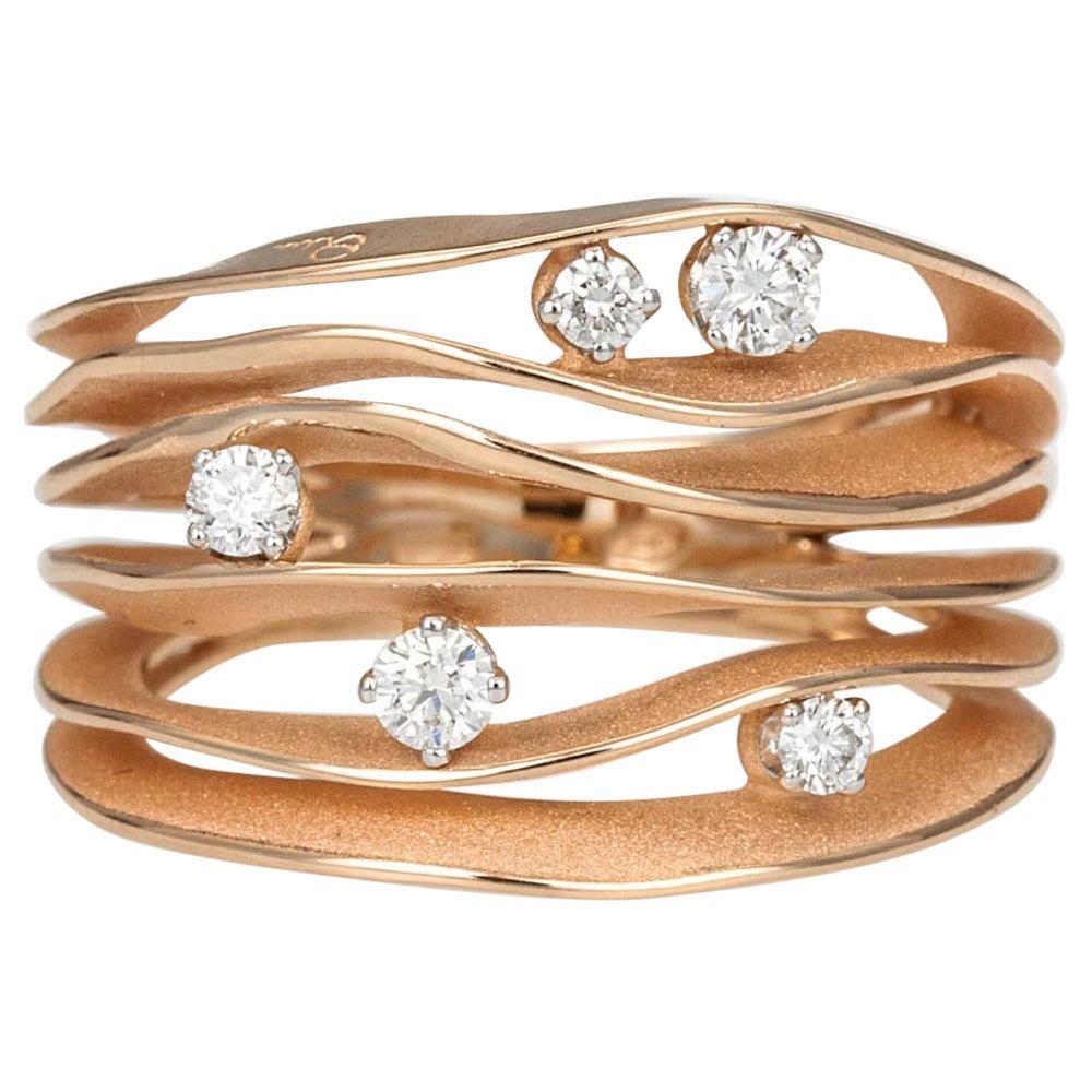 For Sale:  Annamaria Cammilli "Dune" Ring with Five Diamonds in 18k Pink Champagne Gold