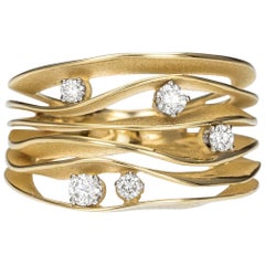 Annamaria Cammilli Dune Ring mit fünf Diamanten in 18k Gelb-, Zitronen- und Bambusgold