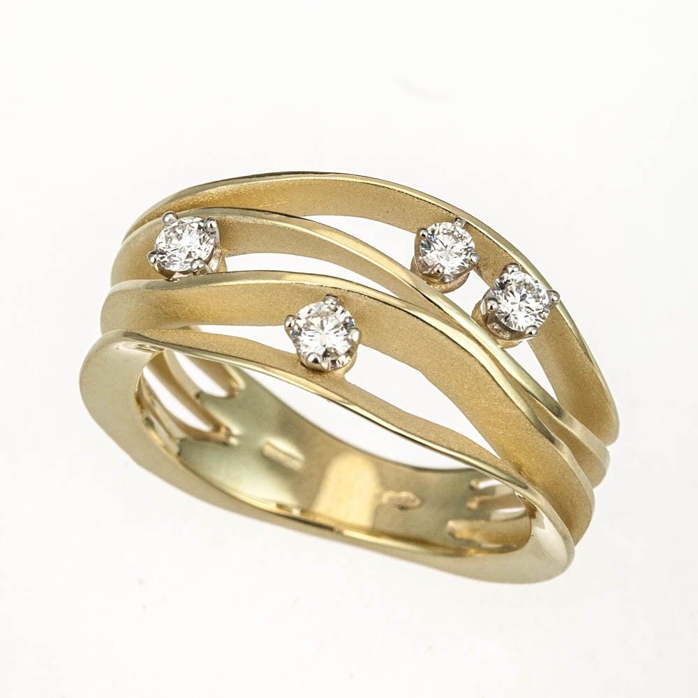 For Sale:  Annamaria Cammilli Dune Ring with Four Diamonds in 18 Karat Lemon Bamboo Gold 4