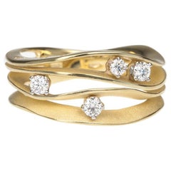 Annamaria Cammilli Dune Ring mit vier Diamanten aus 18 Karat Zitronen-Bambusimitat-Gold