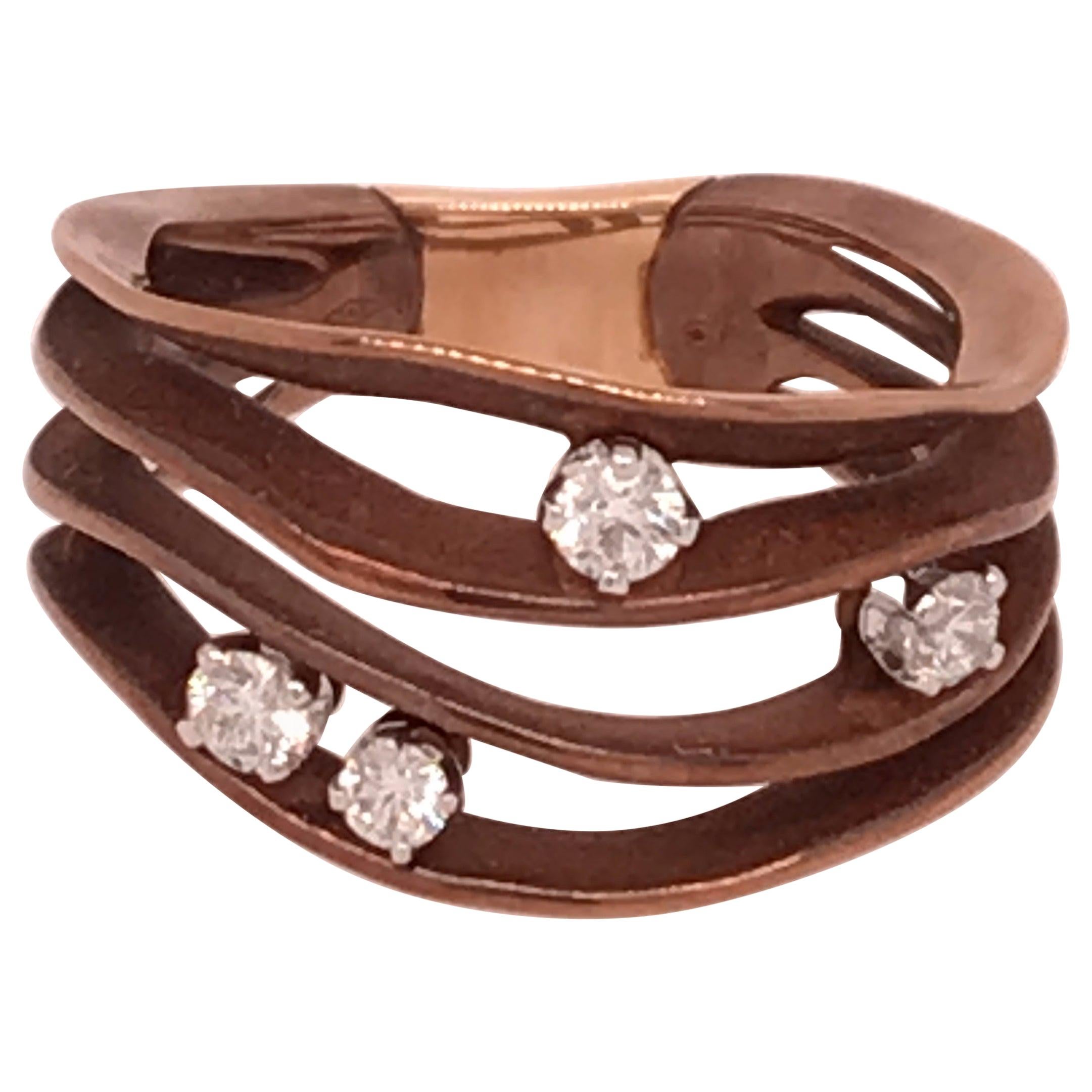 Annamaria Cammilli "Dune" Ring with Four Diamonds in 18k Brown Chocolate Gold