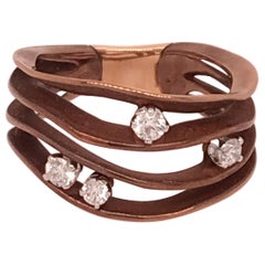 Annamaria Cammilli Bague "Dune" en or marron chocolat 18 carats avec quatre diamants