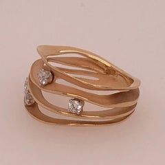 Annamaria Cammilli "Dune" Ring with Four Diamonds in 18k Orange Apricot Gold