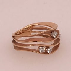 Annamaria Cammilli "Dune" Ring with Four Diamonds in 18k Pink Champagne Gold