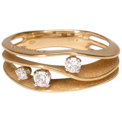 Annamaria Cammilli "Dune" Ring with Three Diamonds in 18 Karat Sunrise Gold
