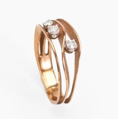 Annamaria Cammilli "Dune" Ring with Three Diamonds in 18k Brown Chocolate Gold