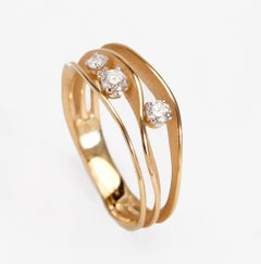 Annamaria Cammilli "Dune" Ring with Three Diamonds in 18k Orange Apricot Gold